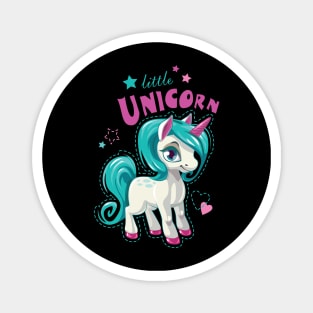 Cute little unicorn girl with a stars & hearts Magnet